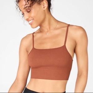 NWT medium midi bra bralette ribbed mahogany brown Fabletics
